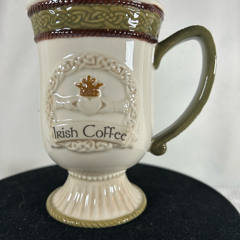 Grasslands Road Irish Coffee Mug with Olive and Cream Accents
